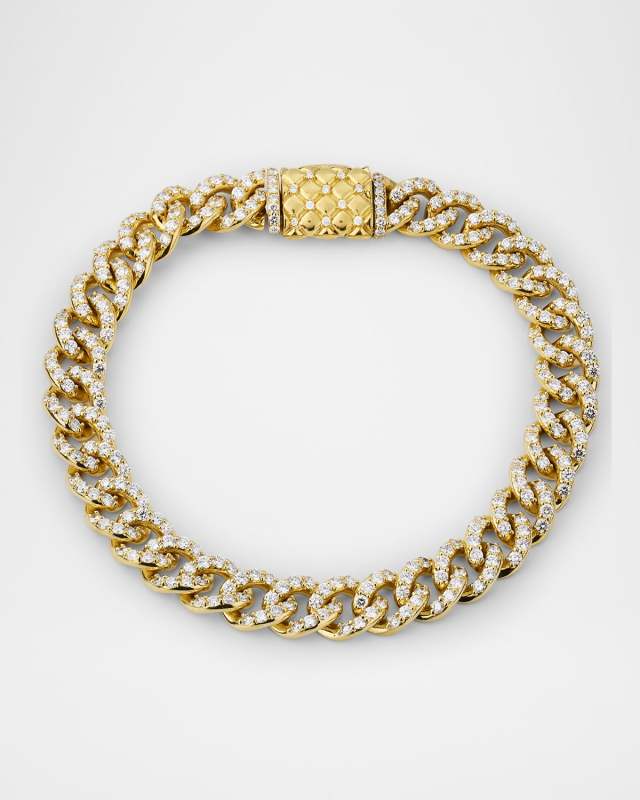 18K Yellow Gold Curb Link Diamond Bracelet, 8.5"L, 8.00tcw
